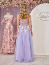 A-Line Strapless Tulle Homecoming Dress With 3D Flowers